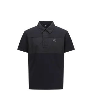 Men Wooven Pactch Point Short T-Shirt - Black