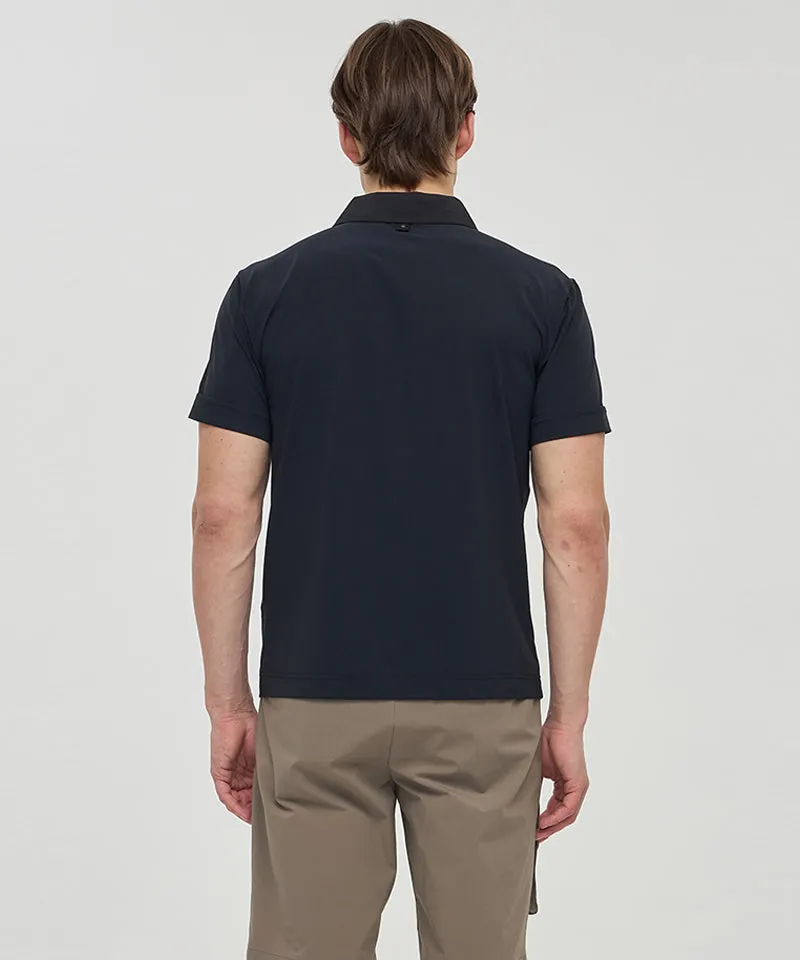 Men Wooven Pactch Point Short T-Shirt - Black