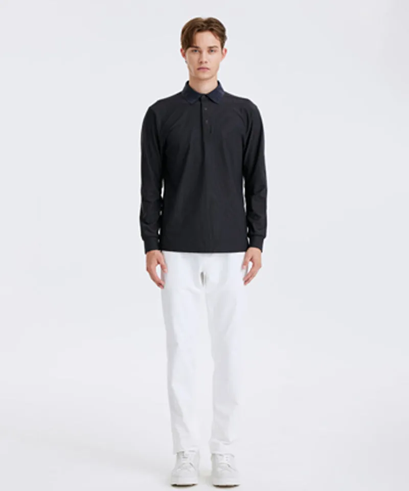 Men's Collared Logo Embo L/TS - D/Gray