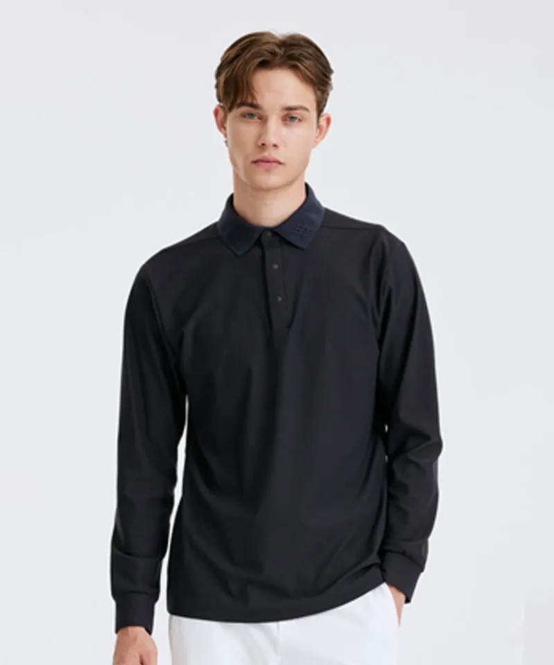 Men's Collared Logo Embo L/TS - D/Gray