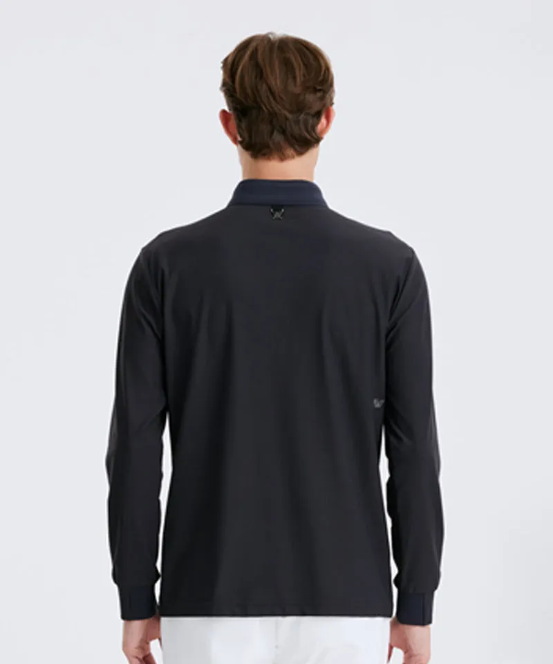 Men's Collared Logo Embo L/TS - D/Gray