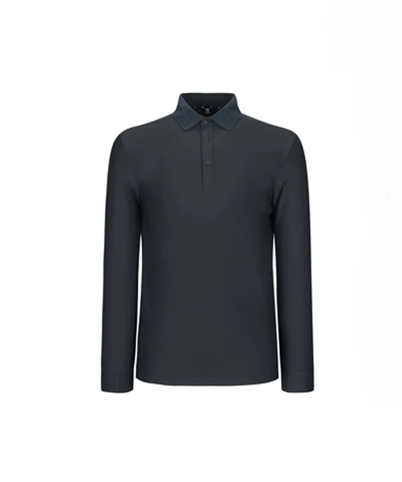 Men's Collared Logo Embo L/TS - D/Gray