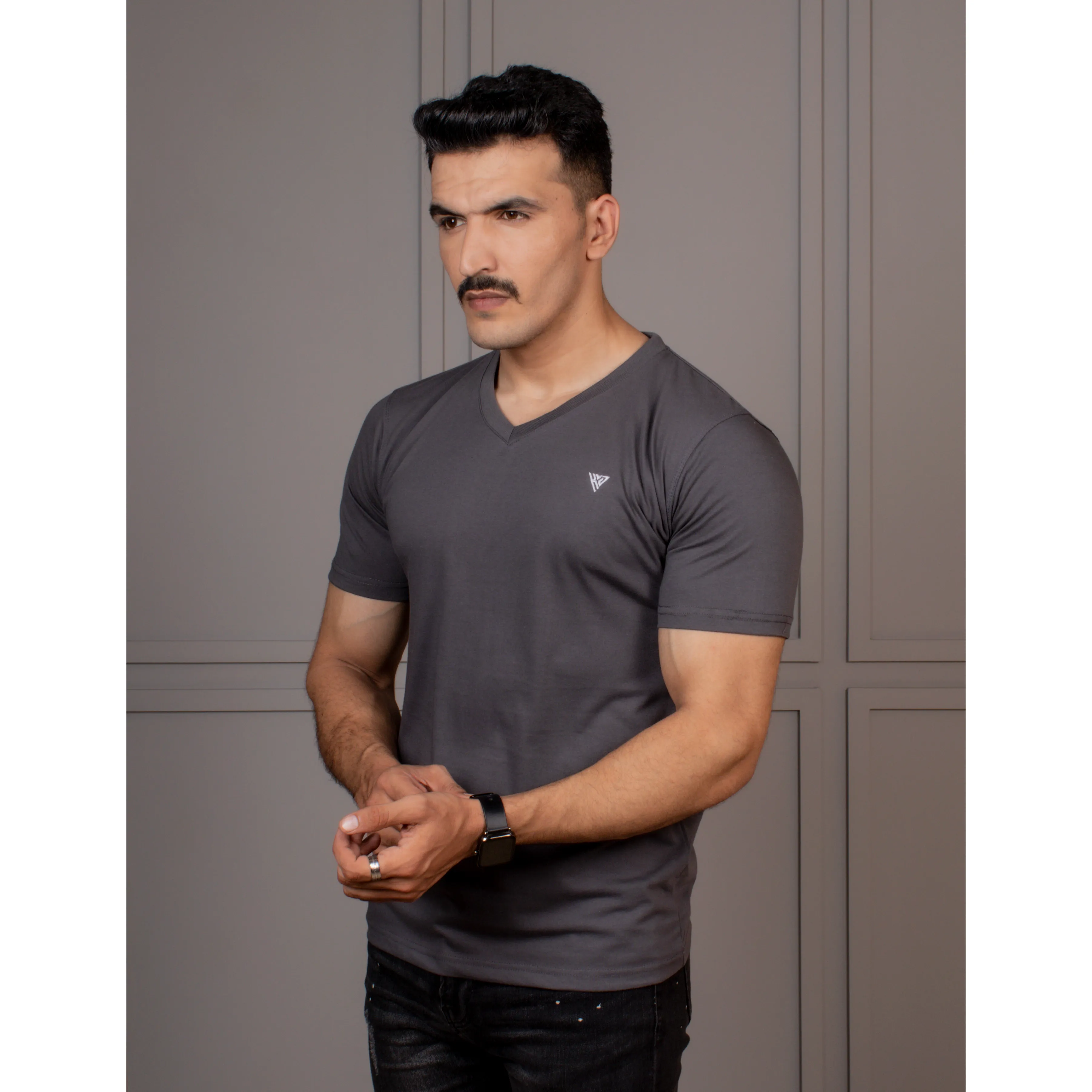 Men's Half Sleeve V-Neck T-Shirt Code-A