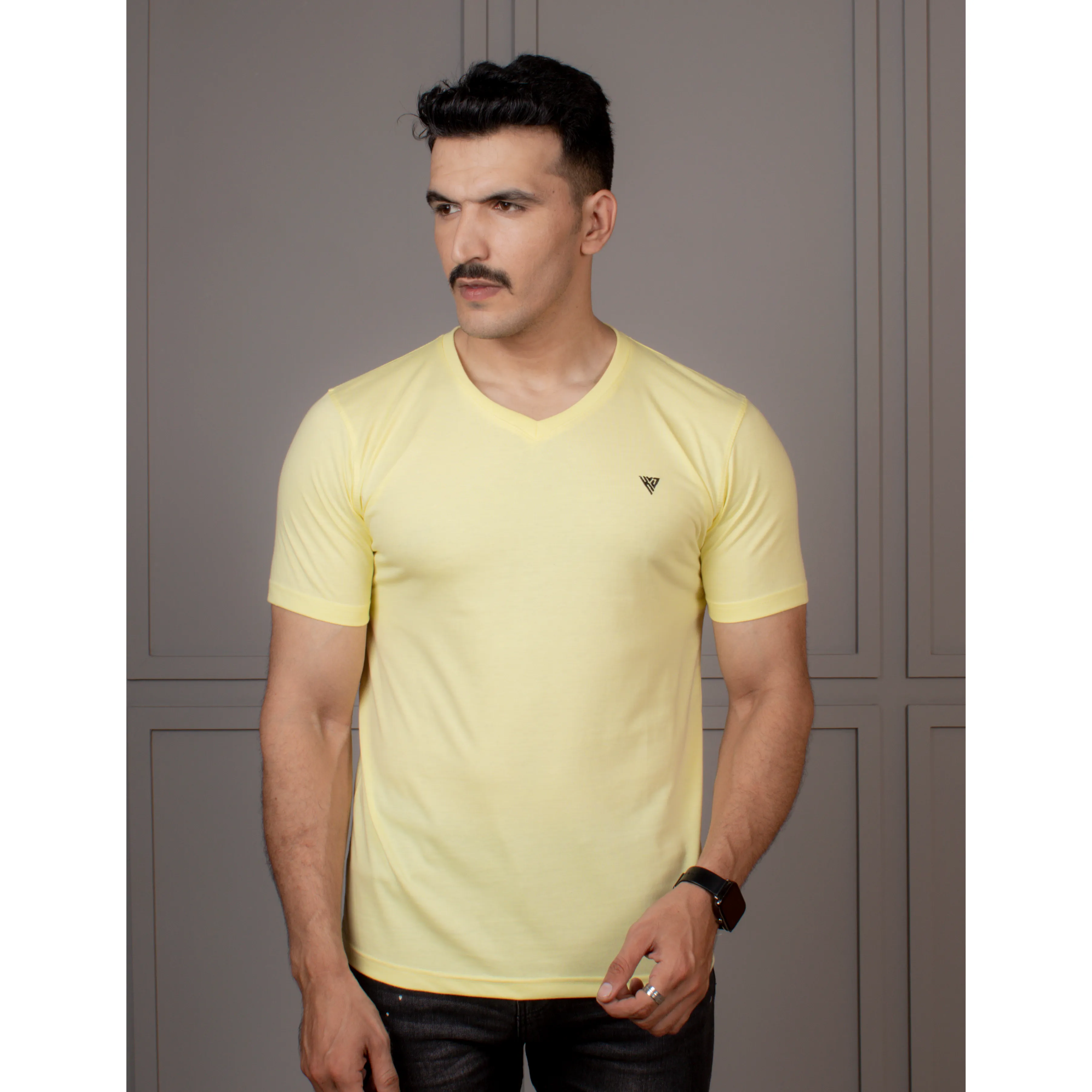 Men's Half Sleeve V-Neck T-Shirt Code-B
