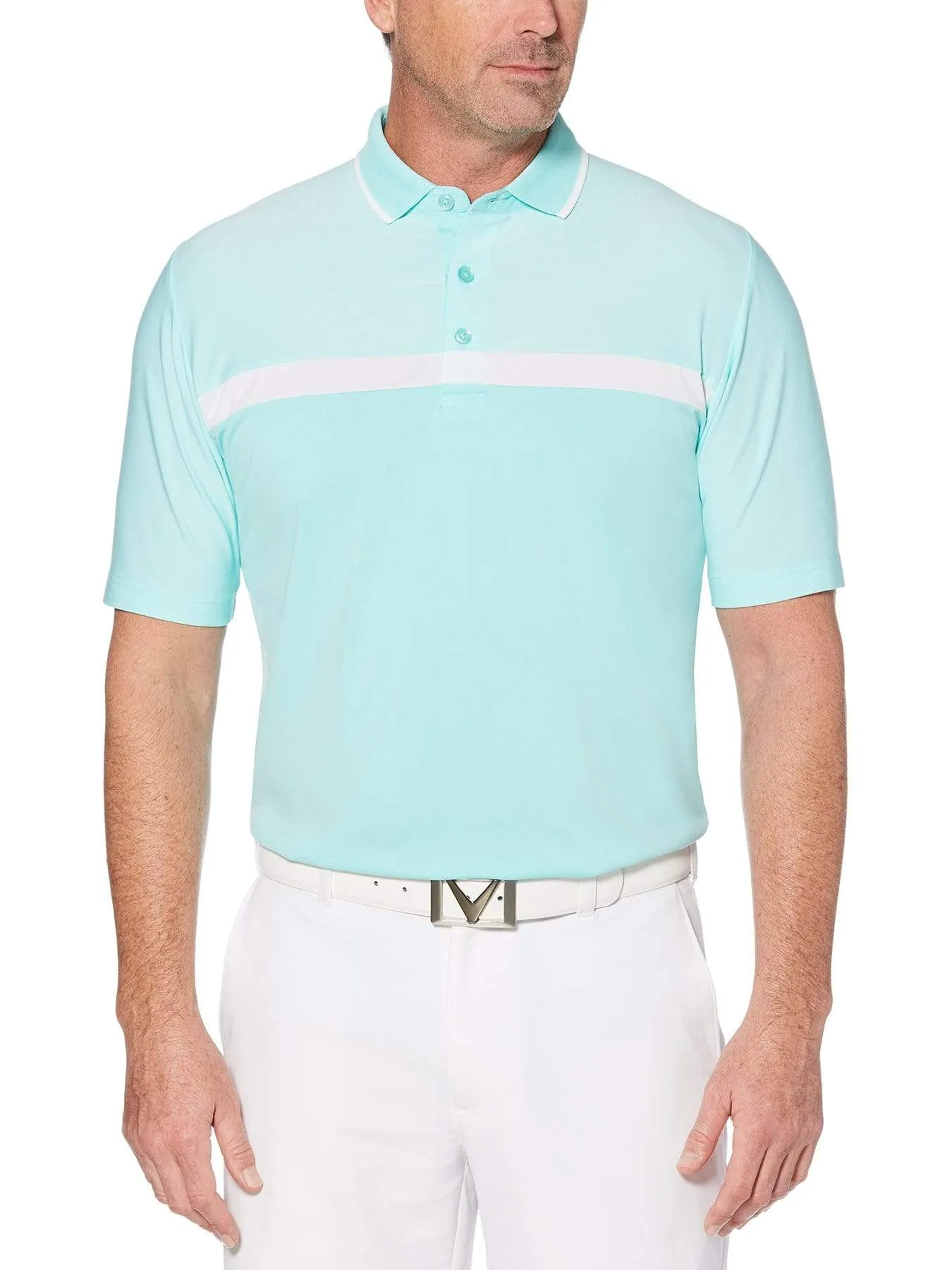 Mens Swing Tech™ Fine Line Color Block Polo