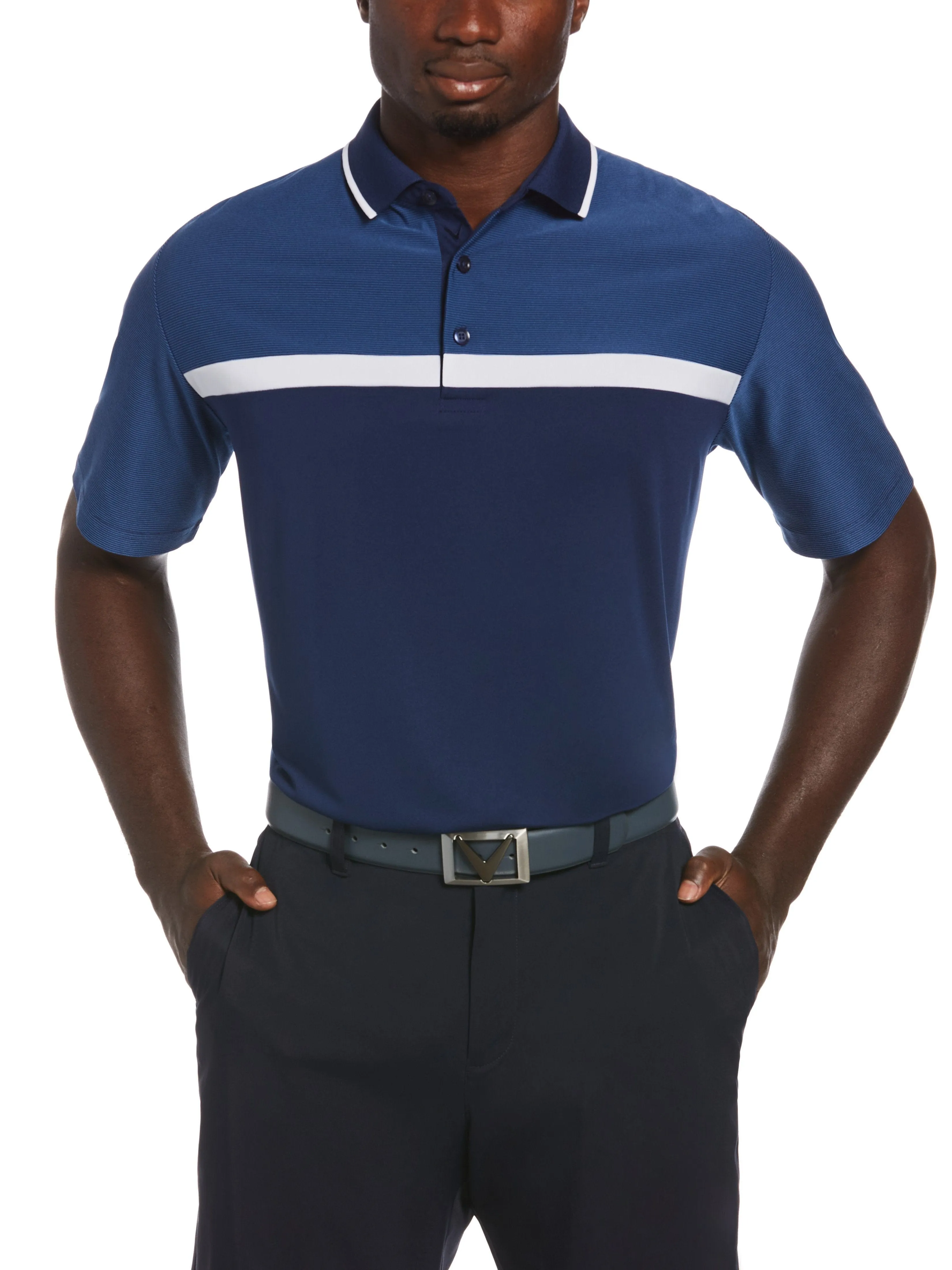 Mens Swing Tech™ Fine Line Color Block Polo