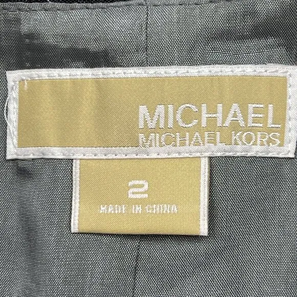 MICHAEL Michael Kors Pinstripe Black Silver Striped Pleated Skirt Size 2 - NWT