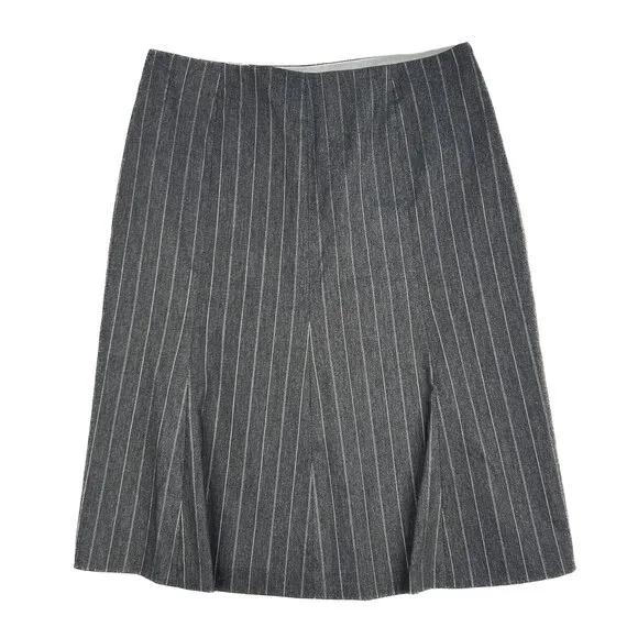 MICHAEL Michael Kors Pinstripe Black Silver Striped Pleated Skirt Size 2 - NWT