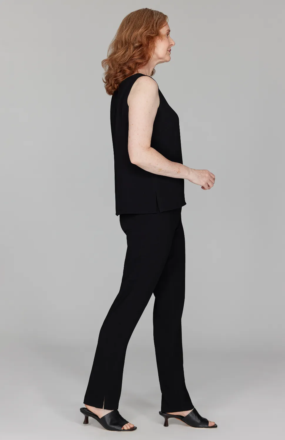 Micro Crepe Essential Narrow Leg Pant w/Flat Front & Back Elastic