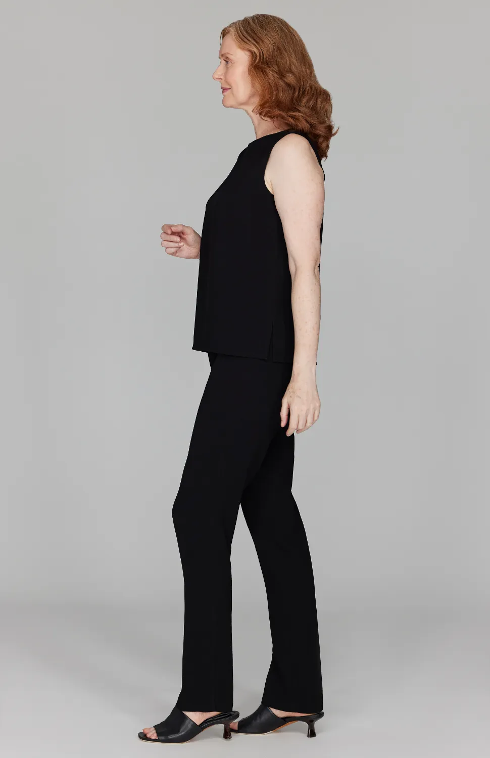 Micro Crepe Essential Narrow Leg Pant w/Flat Front & Back Elastic