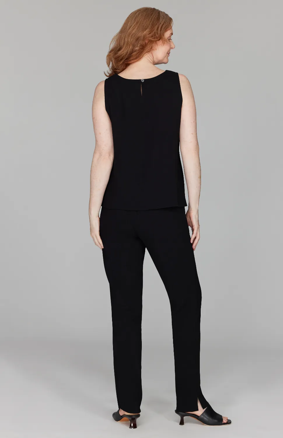 Micro Crepe Essential Narrow Leg Pant w/Flat Front & Back Elastic