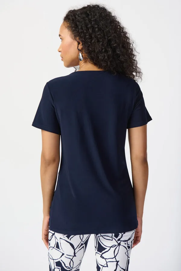 Midnight Blue Top with Knot Detail Style 241290