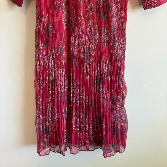 Mila Mae Plissé Ruffle Trim Long Sleeve Midi Dress size small