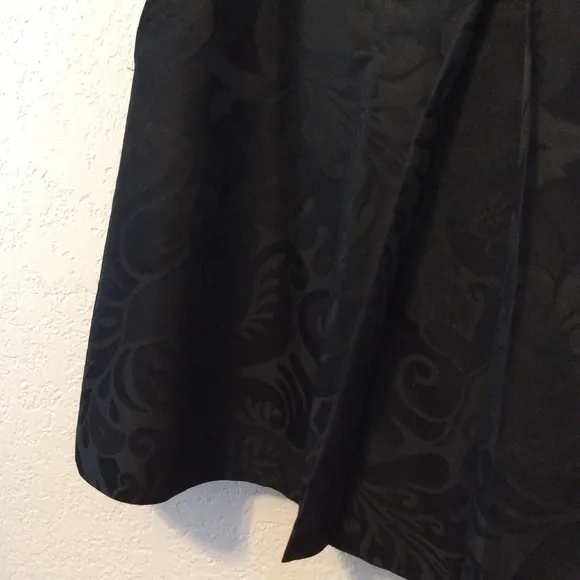 Milly pleated brocade damask black skirt with pockets women’s 6