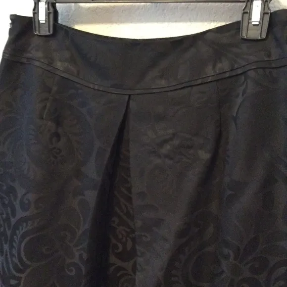 Milly pleated brocade damask black skirt with pockets women’s 6