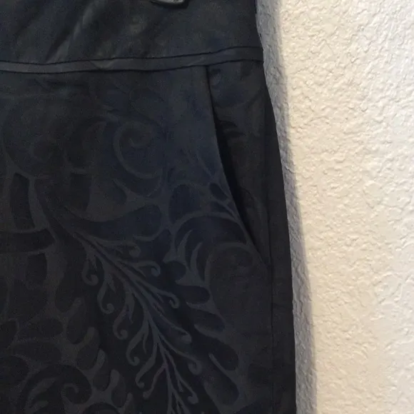 Milly pleated brocade damask black skirt with pockets women’s 6