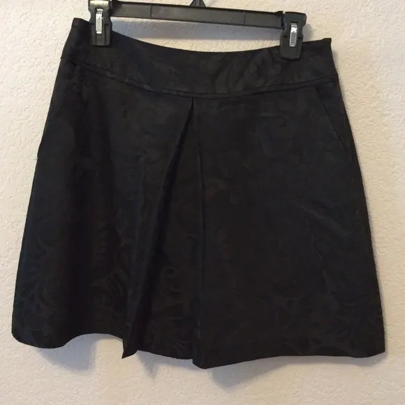 Milly pleated brocade damask black skirt with pockets women’s 6