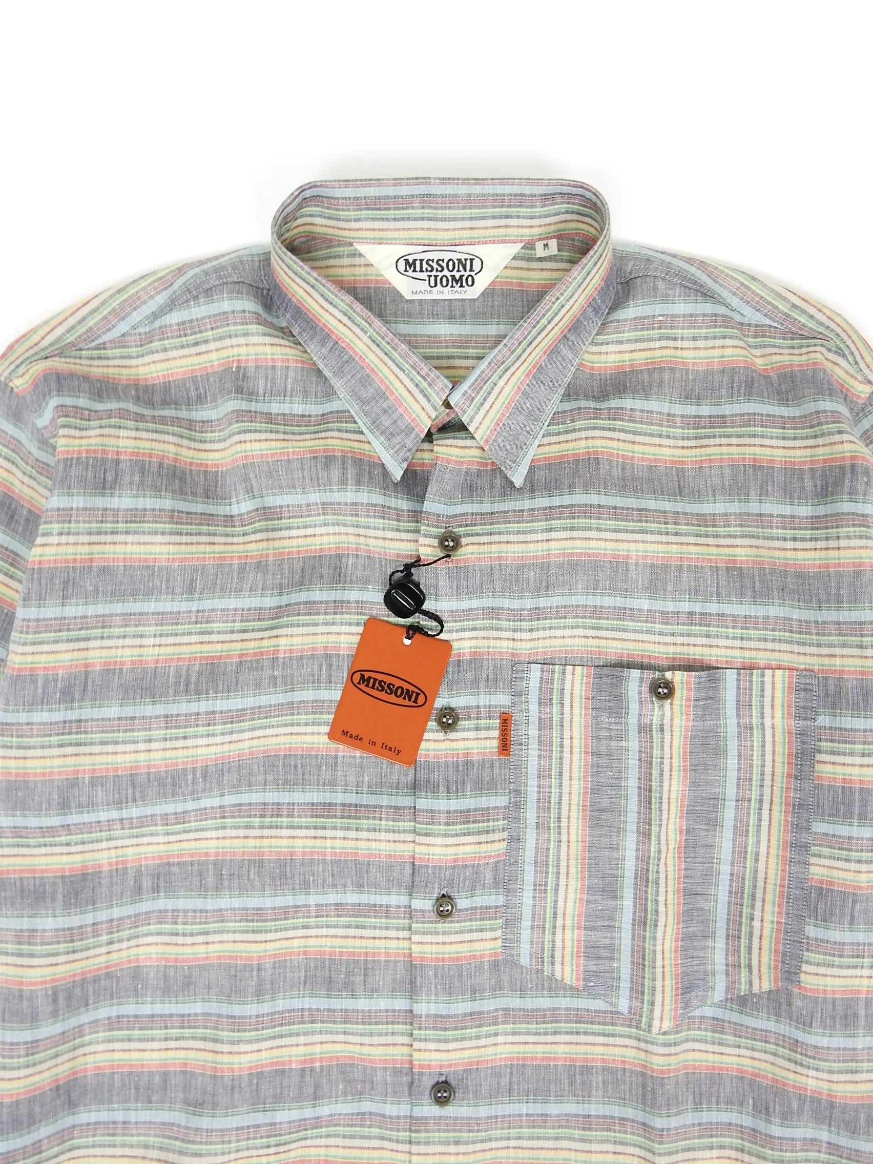 Missoni Vintage Striped Linen Shirt Size Medium