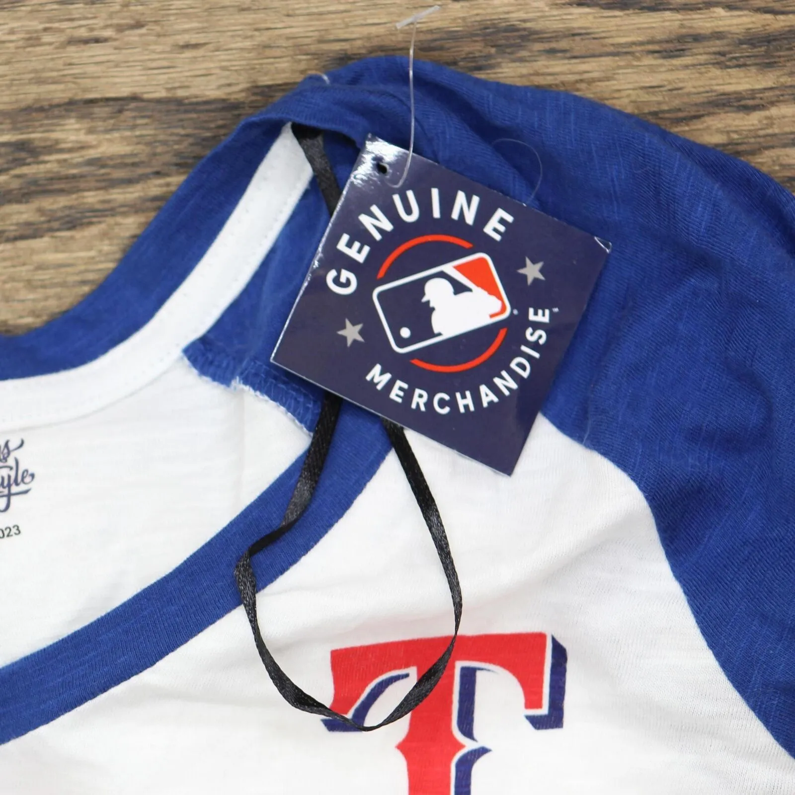 MLB Texas Rangers Women's White 3/4 Sleeve Slub T-Shirt 196761929664