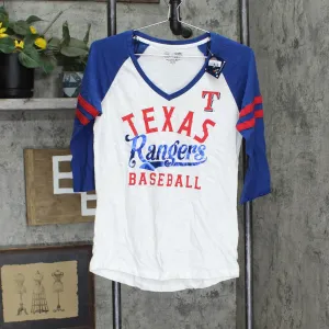 MLB Texas Rangers Women's White 3/4 Sleeve Slub T-Shirt 196761929664