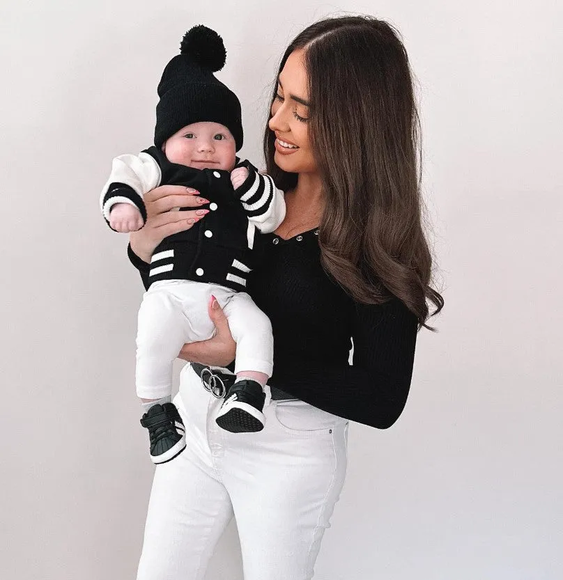MLW By Design - Personalised Initial Varsity Jacket | Black & White