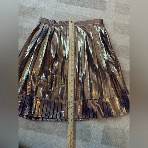 Modcloth Metallic Gold Pleated Skirt (Size M)
