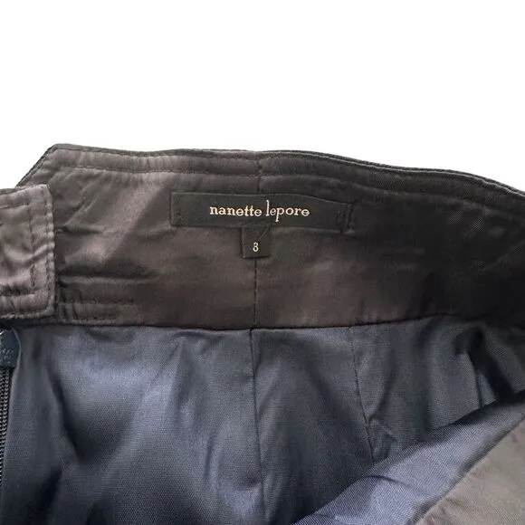 NANETTE LEPORE Pleated Wool Pencil Skirt‎ Navy Sz 8