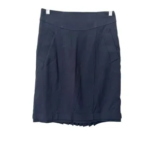 NANETTE LEPORE Pleated Wool Pencil Skirt‎ Navy Sz 8