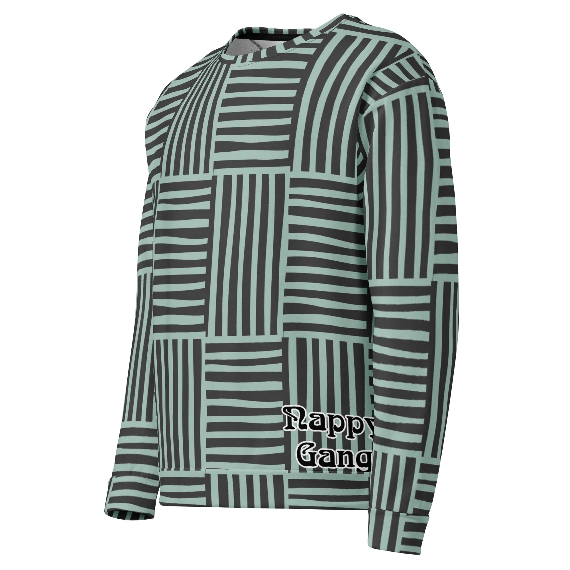 Nappy Gang Green and Black Striped Sweat Shirt