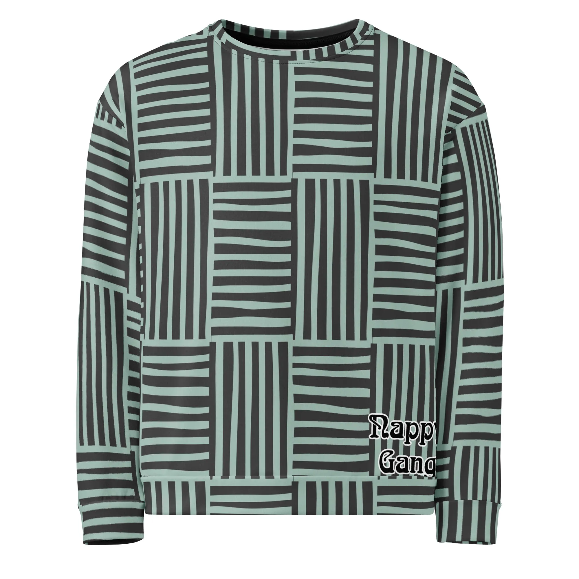 Nappy Gang Green and Black Striped Sweat Shirt