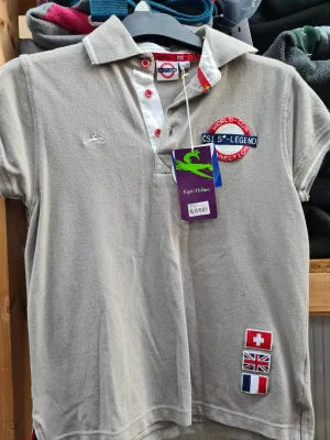 New age 8-9 Equi-theme light grey polo top FREE POSTAGE🟢