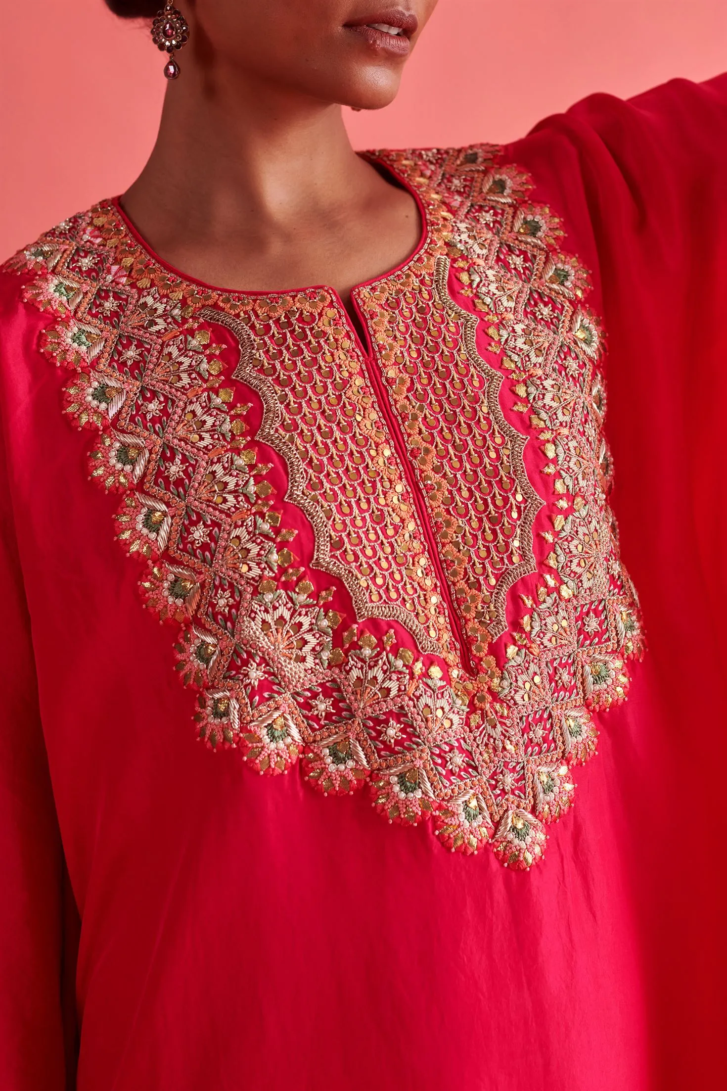 New Season Festive 2024-Coord Set-Crepe Silk/Bemberge Satin 2pcs Rani Pink-AS117-Fashion Wedding Edit Aarti Sethia