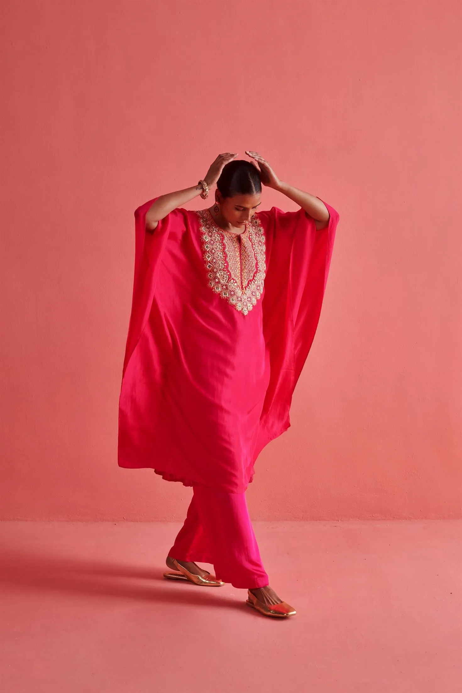 New Season Festive 2024-Coord Set-Crepe Silk/Bemberge Satin 2pcs Rani Pink-AS117-Fashion Wedding Edit Aarti Sethia