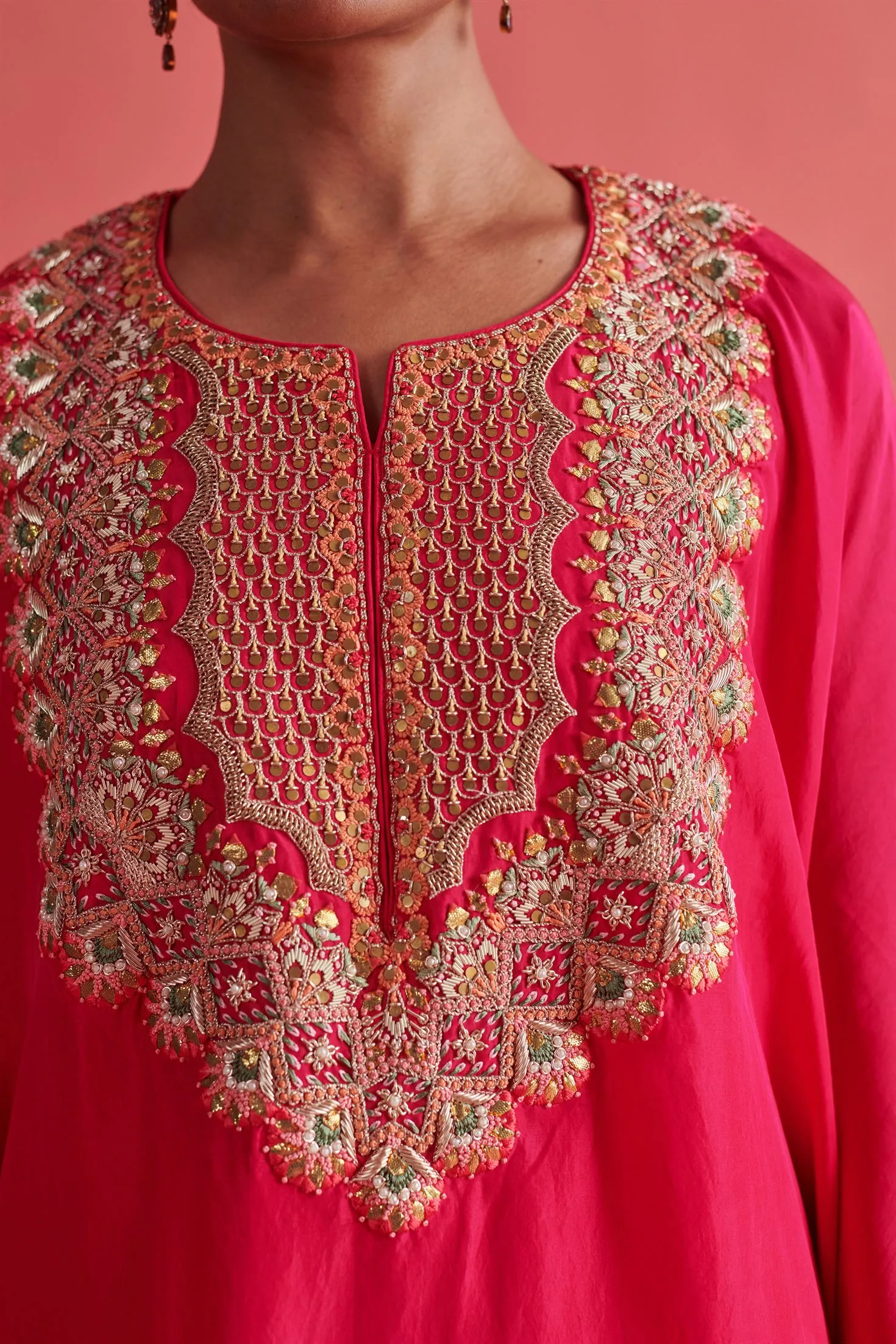 New Season Festive 2024-Coord Set-Crepe Silk/Bemberge Satin 2pcs Rani Pink-AS117-Fashion Wedding Edit Aarti Sethia