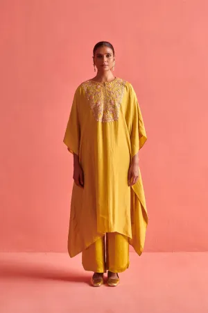 New Season Festive 2024-Coord Set-Kora Silk/Bemberge Satin 2pcs Mustard Yellow-AS116-Fashion Wedding Edit Aarti Sethia