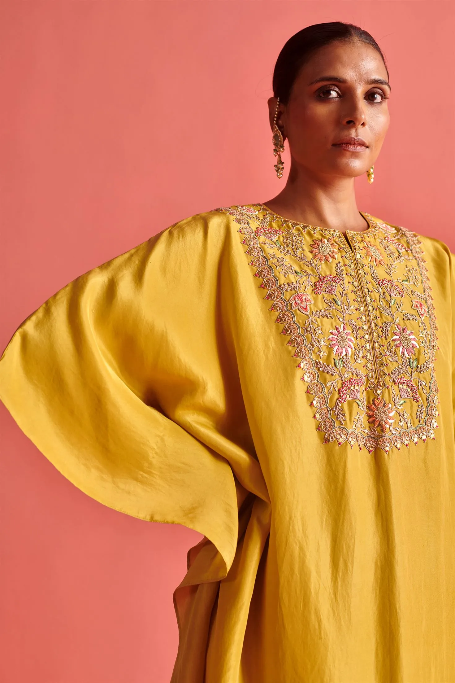New Season Festive 2024-Coord Set-Kora Silk/Bemberge Satin 2pcs Mustard Yellow-AS116-Fashion Wedding Edit Aarti Sethia