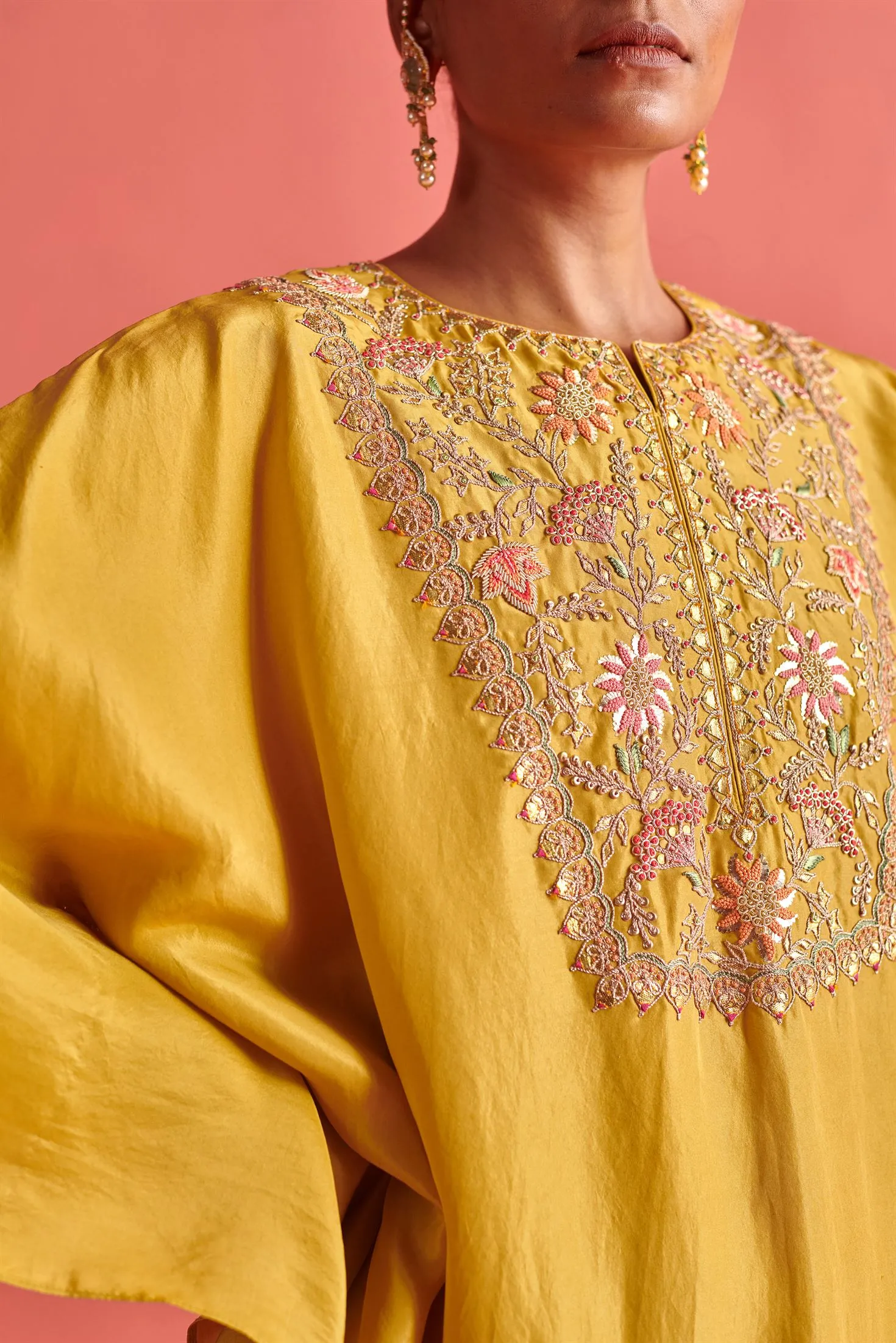 New Season Festive 2024-Coord Set-Kora Silk/Bemberge Satin 2pcs Mustard Yellow-AS116-Fashion Wedding Edit Aarti Sethia