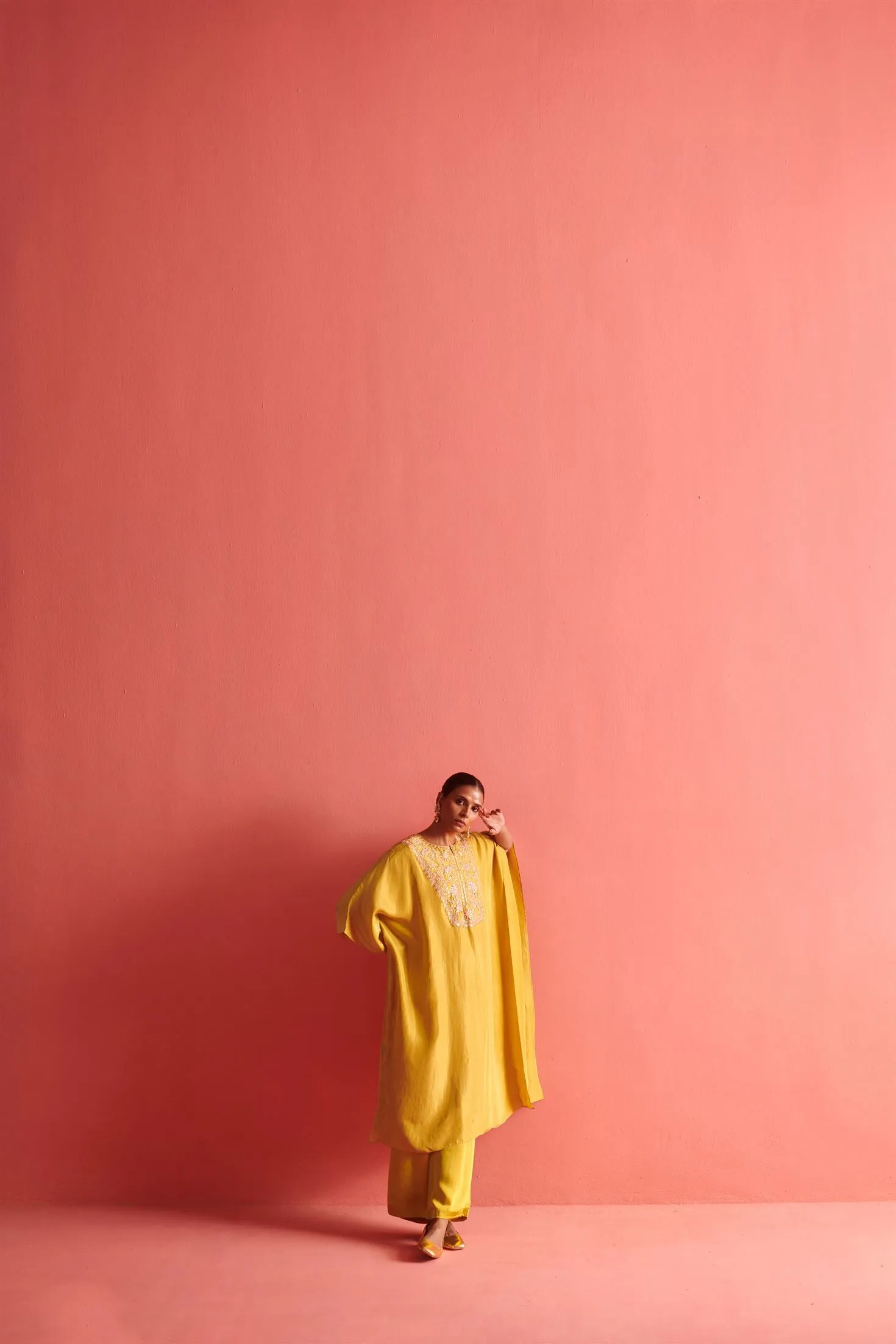 New Season Festive 2024-Coord Set-Kora Silk/Bemberge Satin 2pcs Mustard Yellow-AS116-Fashion Wedding Edit Aarti Sethia