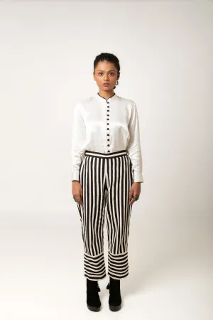 New Season Summer/Fall 2024-Crop Top Applique Cotton Polo Black White -Ka-Sha - Fashion Edit Aseem