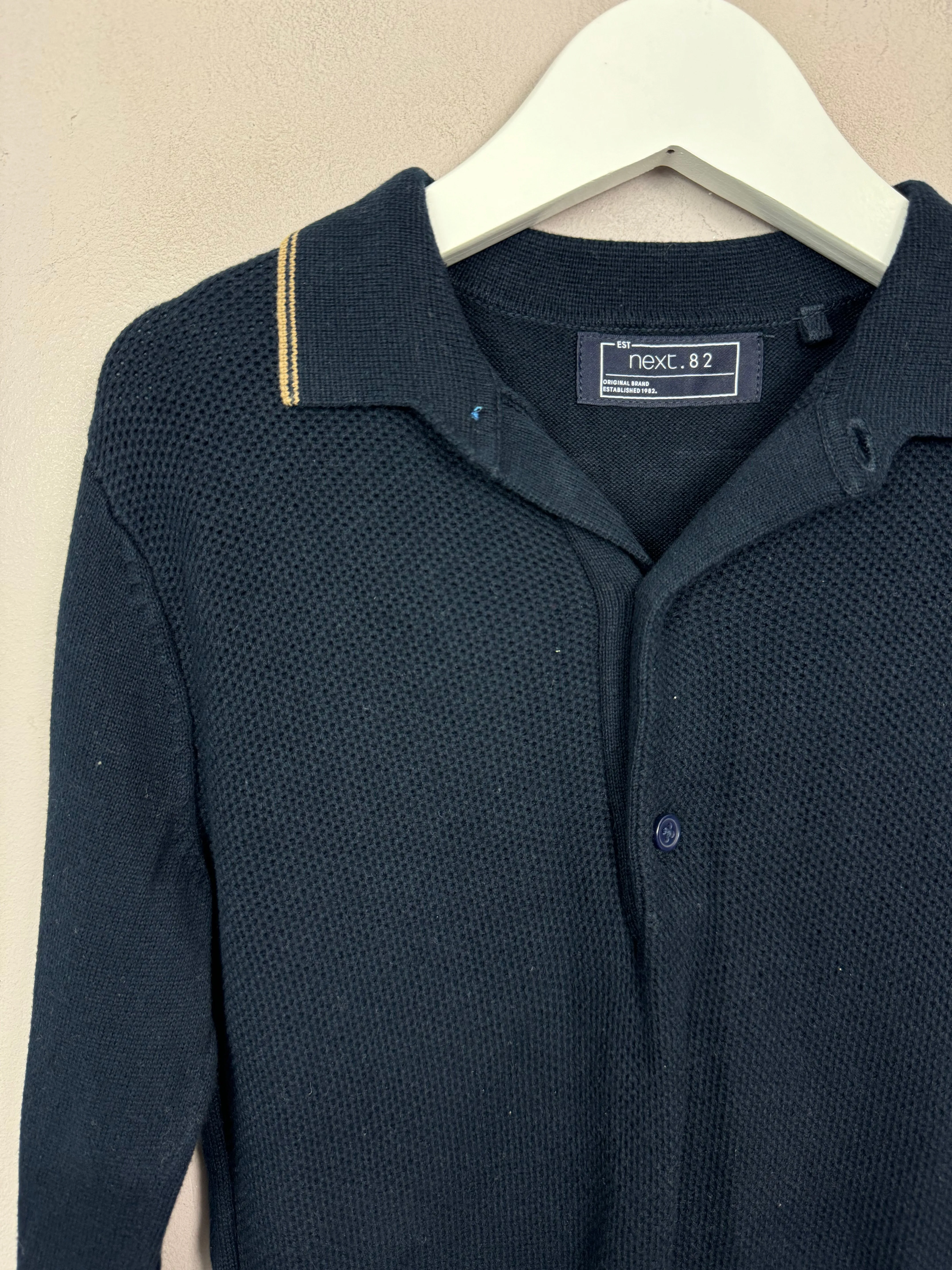 Next Navy Textured Polo 7y