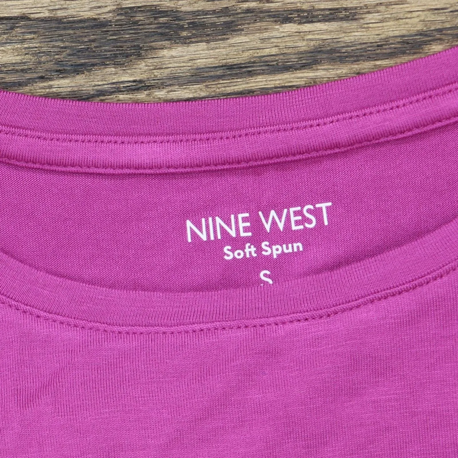 Nine West Womens Soft Spun Stretch Short Sleeve T-Shirt Tee Pink S