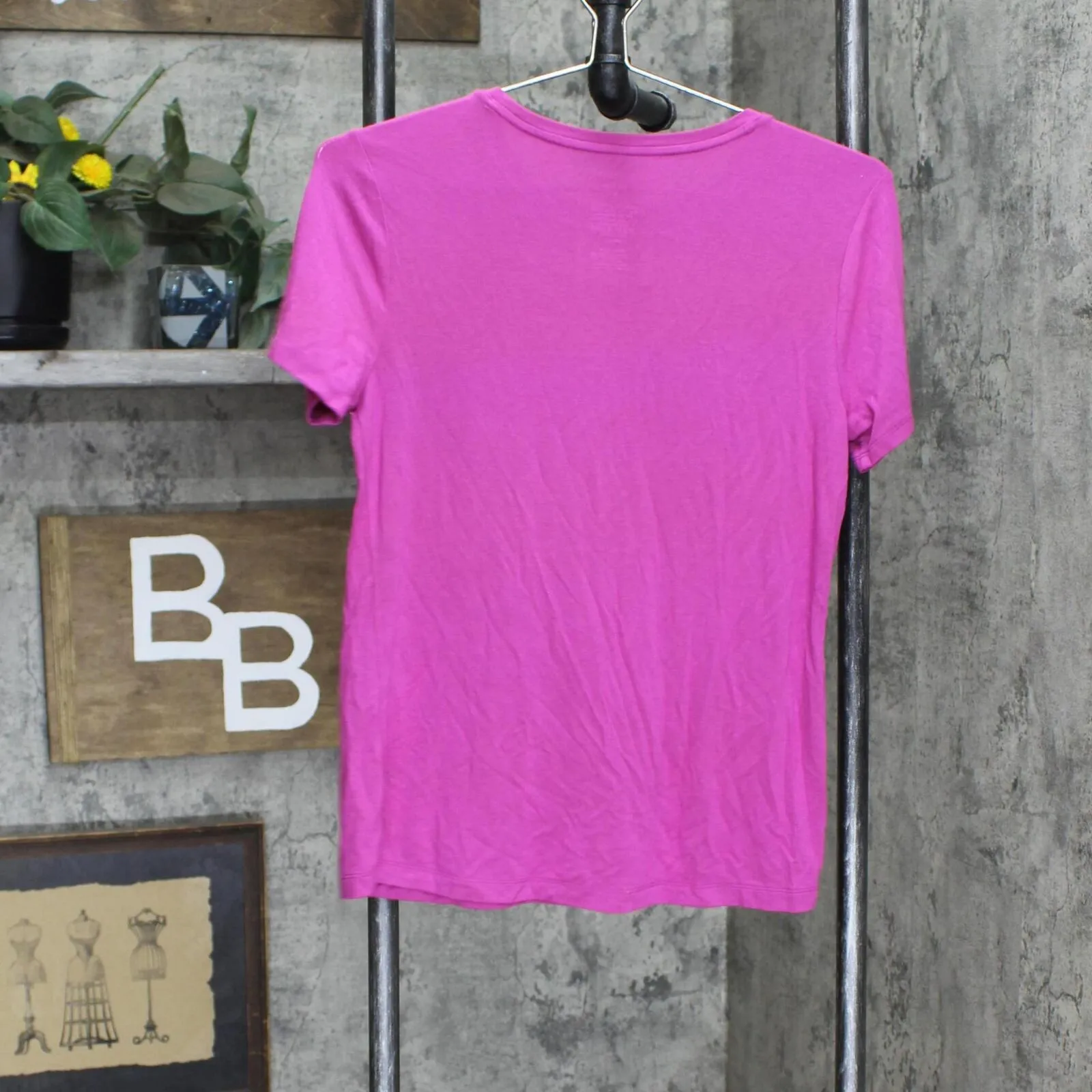 Nine West Womens Soft Spun Stretch Short Sleeve T-Shirt Tee Pink S