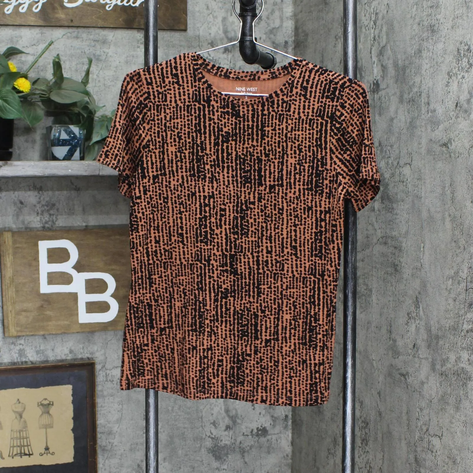 Nine West Womens Stretch Soft Spun T-Shirt Tee 165fb29843d3f5 Brown / Black S