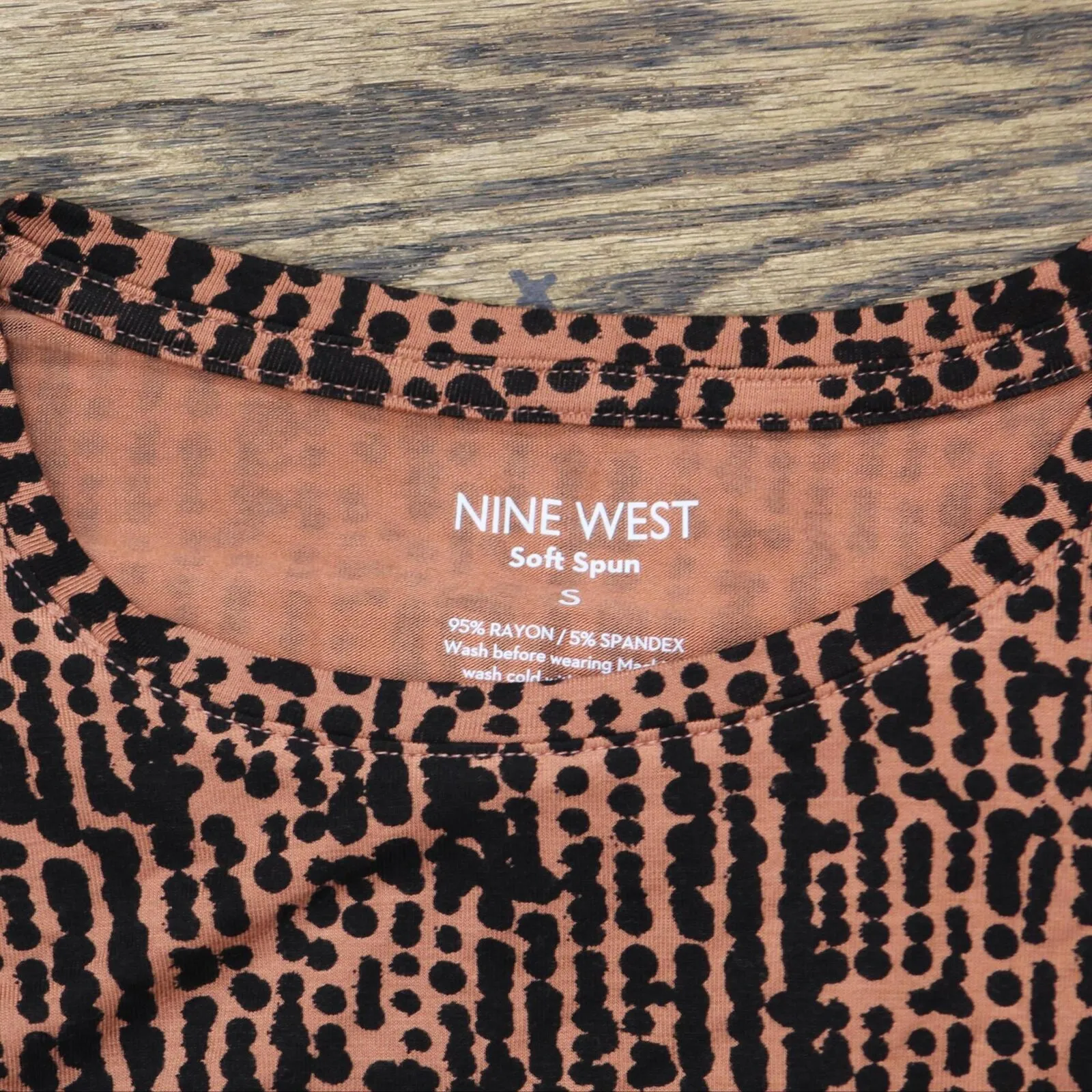 Nine West Womens Stretch Soft Spun T-Shirt Tee 165fb29843d3f5 Brown / Black S