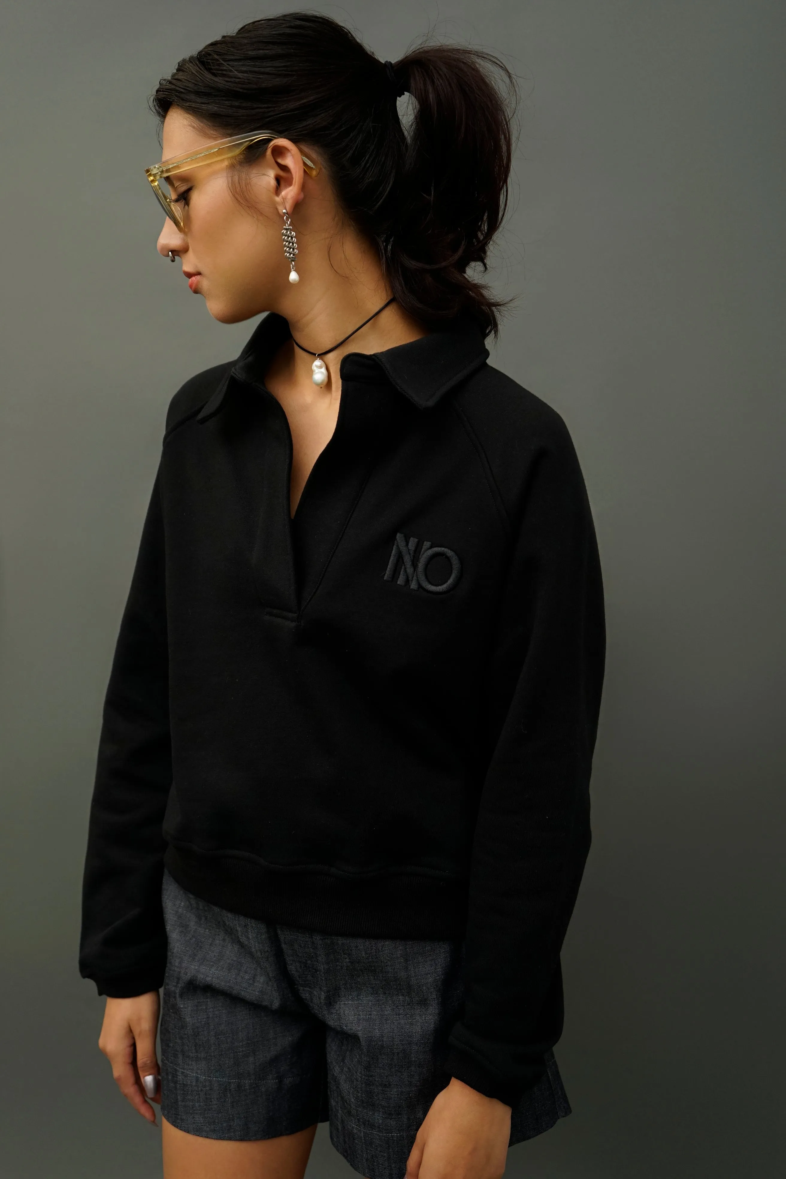 NINOpolo Black Polo Sweatshirt