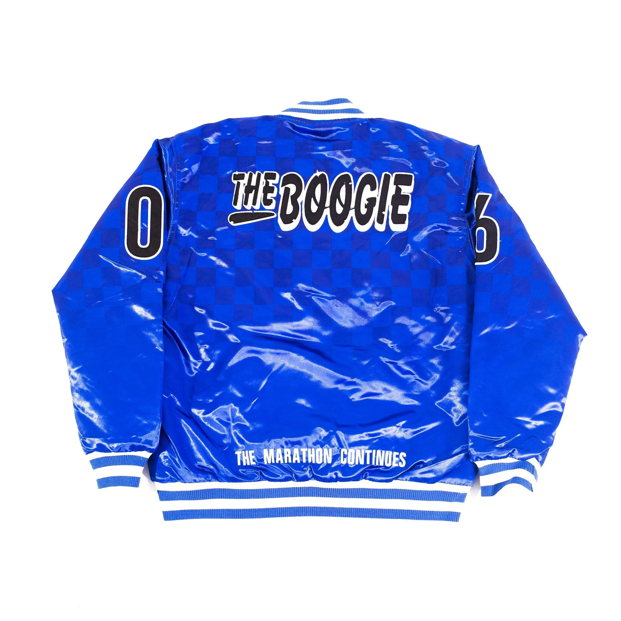 NIPSEY HUSSLE BOOGIE VARSITY JACKET (BLUE)