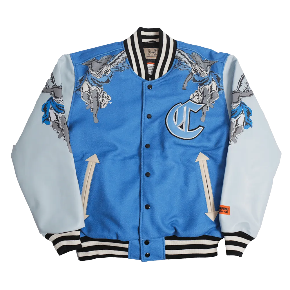 NIPSEY HUSSLE CRENSHAW VARSITY JACKET IN BLUE
