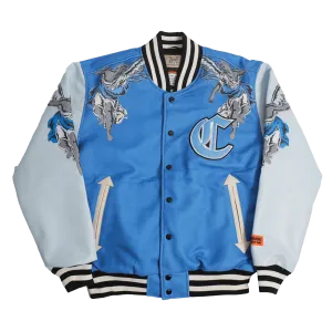 NIPSEY HUSSLE CRENSHAW VARSITY JACKET IN BLUE