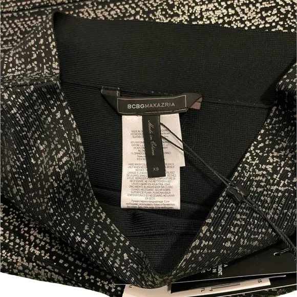 NWT BCBGMaxazria Josie Bodycon Mini Skirt Black Gun Metal Size XS