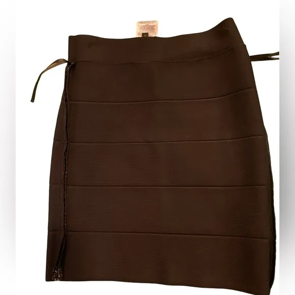 NWT BCBGMaxazria Josie Bodycon Mini Skirt Black Gun Metal Size XS